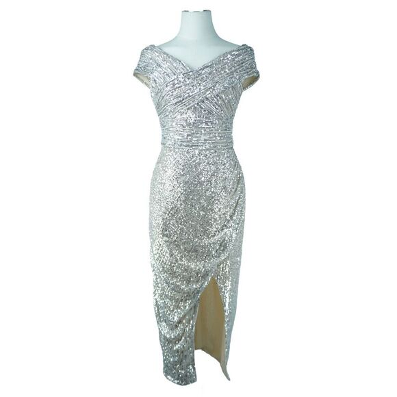 SELF-PORTRAIT Sequin Off-Shoulder Midi Gown - threedaughtersproperties.com